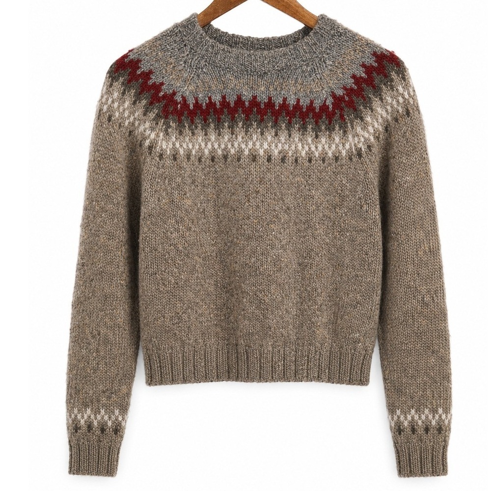 Vintage Abercrombie & Fitch Wool Blend Fair Isle Nordic Chunky Sweater M 90s Y2K